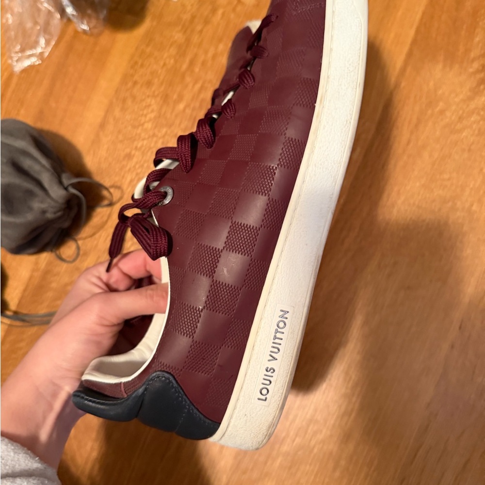 Louis Vuitton Maroon Checkered Sneakers